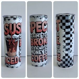 Iced Coffee Themed 20oz Skinny Tumbler